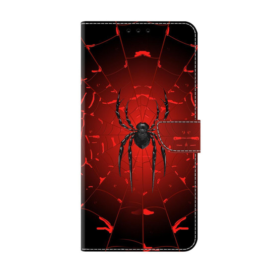 For Samsung Galaxy S24+ 5G Crystal-Like Painted Vegan Leather Phone Case(Black Spider)