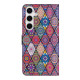 For Samsung Galaxy S24+ 5G Crystal-Like Painted Vegan Leather Phone Case(Red Floral Ethnic)