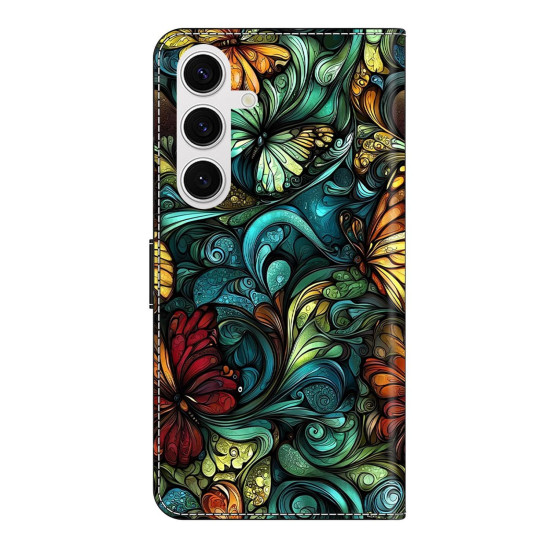 For Samsung Galaxy S24+ 5G Crystal-Like Painted Vegan Leather Phone Case(Flowers)