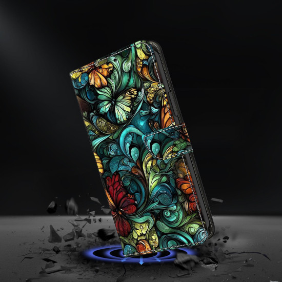 For Samsung Galaxy S24+ 5G Crystal-Like Painted Vegan Leather Phone Case(Flowers)