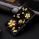 For Samsung Galaxy S24+ 5G Crystal-Like Painted Vegan Leather Phone Case(Gold Flower Gold Butterfly)