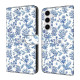For Samsung Galaxy S24+ 5G Crystal-Like Painted Vegan Leather Phone Case(Watercolor Flowers Plants)
