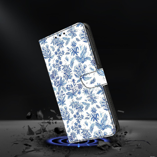 For Samsung Galaxy S24+ 5G Crystal-Like Painted Vegan Leather Phone Case(Watercolor Flowers Plants)