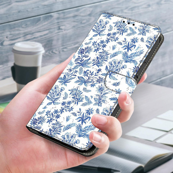 For Samsung Galaxy S24+ 5G Crystal-Like Painted Vegan Leather Phone Case(Watercolor Flowers Plants)