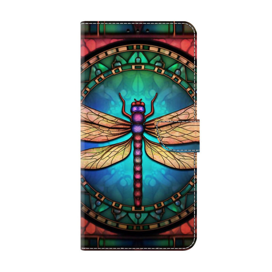 For Samsung Galaxy S24+ 5G Crystal-Like Painted Vegan Leather Phone Case(Colorful Dragonfly)
