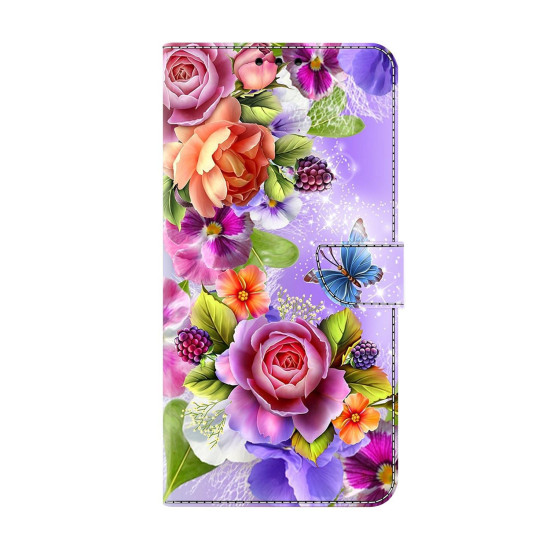 For Samsung Galaxy S24+ 5G Crystal-Like Painted Vegan Leather Phone Case(Fresh Flowers)