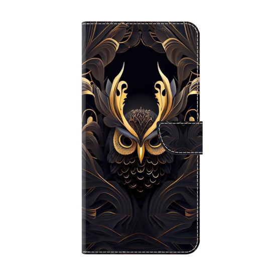 For Samsung Galaxy S24+ 5G Crystal-Like Painted Vegan Leather Phone Case(Mystic Owl)