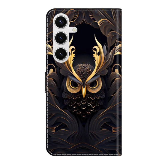 For Samsung Galaxy S24+ 5G Crystal-Like Painted Vegan Leather Phone Case(Mystic Owl)
