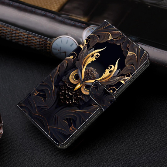 For Samsung Galaxy S24+ 5G Crystal-Like Painted Vegan Leather Phone Case(Mystic Owl)