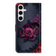 For Samsung Galaxy S24+ 5G Crystal-Like Painted Vegan Leather Phone Case(Red Purple Flowers)