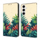 For Samsung Galaxy S24+ 5G Crystal-Like Painted Vegan Leather Phone Case(Many Leaves)