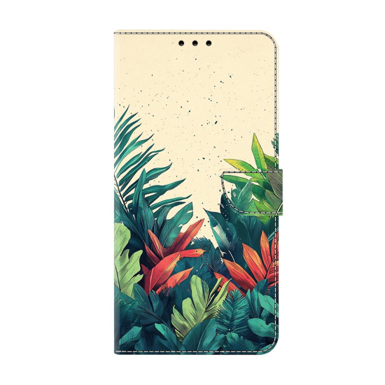 For Samsung Galaxy S24+ 5G Crystal-Like Painted Vegan Leather Phone Case(Many Leaves)