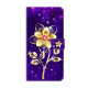 For Samsung Galaxy S24+ 5G Crystal-Like Painted Vegan Leather Phone Case(Gold Flower On Purple)