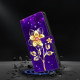 For Samsung Galaxy S24+ 5G Crystal-Like Painted Vegan Leather Phone Case(Gold Flower On Purple)