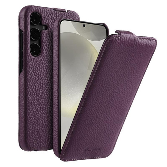 For Samsung Galaxy S24+ 5G melkco Litchi Texture Vertical Flip Magnetic Genuine Leather Phone Case(Purple)