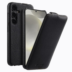 For Samsung Galaxy S24+ 5G melkco Litchi Texture Vertical Flip Magnetic Genuine Leather Phone Case(Black)