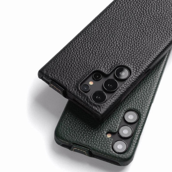 For Samsung Galaxy S24+ 5G melkco Litchi Texture Vertical Flip Magnetic Genuine Leather Phone Case(Black)