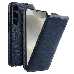 For Samsung Galaxy S24+ 5G melkco Litchi Texture Vertical Flip Magnetic Genuine Leather Phone Case(Dark Blue)