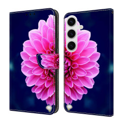 For Samsung Galaxy S24+ 5G Crystal-Like Painted Vegan Leather Phone Case(Pink Petals)