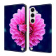 For Samsung Galaxy S24+ 5G Crystal-Like Painted Vegan Leather Phone Case(Pink Petals)