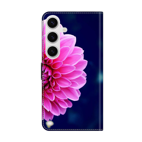 For Samsung Galaxy S24+ 5G Crystal-Like Painted Vegan Leather Phone Case(Pink Petals)