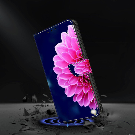 For Samsung Galaxy S24+ 5G Crystal-Like Painted Vegan Leather Phone Case(Pink Petals)