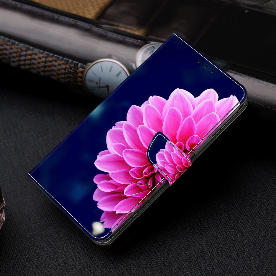 For Samsung Galaxy S24+ 5G Crystal-Like Painted Vegan Leather Phone Case(Pink Petals)
