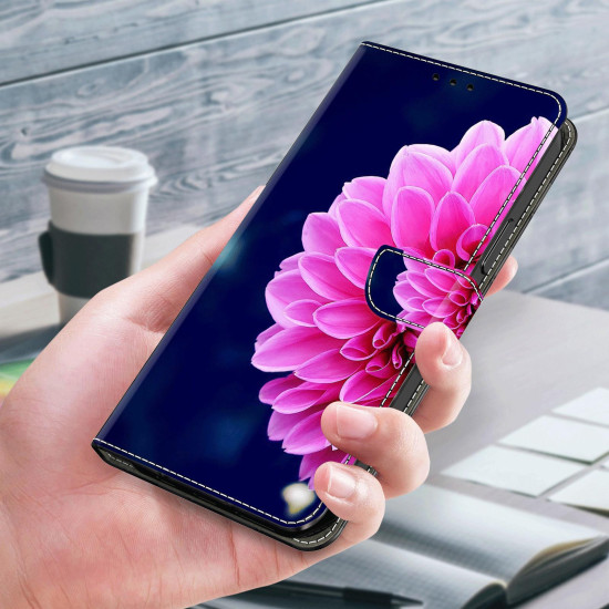 For Samsung Galaxy S24+ 5G Crystal-Like Painted Vegan Leather Phone Case(Pink Petals)