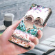 For Samsung Galaxy S24+ 5G Crystal-Like Painted Vegan Leather Phone Case(Pink Diamond Heart Peach)
