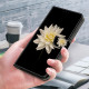 For Samsung Galaxy S24+ 5G Crystal-Like Painted Vegan Leather Phone Case(Black Background White Flowers)