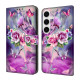 For Samsung Galaxy S24+ 5G Crystal-Like Painted Vegan Leather Phone Case(Butterfly Flower)