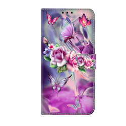 For Samsung Galaxy S24+ 5G Crystal-Like Painted Vegan Leather Phone Case(Butterfly Flower)