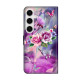 For Samsung Galaxy S24+ 5G Crystal-Like Painted Vegan Leather Phone Case(Butterfly Flower)