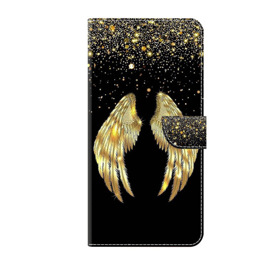 For Samsung Galaxy S24+ 5G Crystal-Like Painted Vegan Leather Phone Case(Golden Wings)
