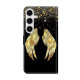For Samsung Galaxy S24+ 5G Crystal-Like Painted Vegan Leather Phone Case(Golden Wings)
