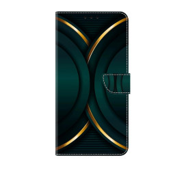 For Samsung Galaxy S24+ 5G Crystal-Like Painted Vegan Leather Phone Case(Gold Rimmed Outline)