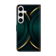 For Samsung Galaxy S24+ 5G Crystal-Like Painted Vegan Leather Phone Case(Gold Rimmed Outline)