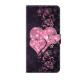 For Samsung Galaxy S24+ 5G Crystal-Like Painted Vegan Leather Phone Case(Lace Heart Peach)
