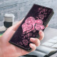 For Samsung Galaxy S24+ 5G Crystal-Like Painted Vegan Leather Phone Case(Lace Heart Peach)