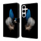 For Samsung Galaxy S24+ 5G Crystal-Like Painted Vegan Leather Phone Case(Two Feathers)