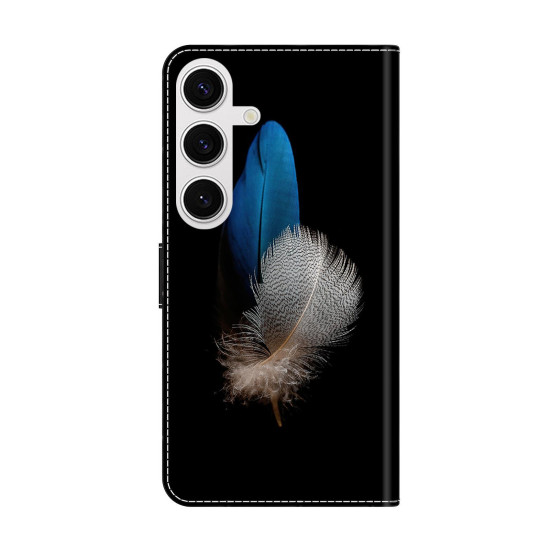 For Samsung Galaxy S24+ 5G Crystal-Like Painted Vegan Leather Phone Case(Two Feathers)