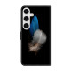 For Samsung Galaxy S24+ 5G Crystal-Like Painted Vegan Leather Phone Case(Two Feathers)