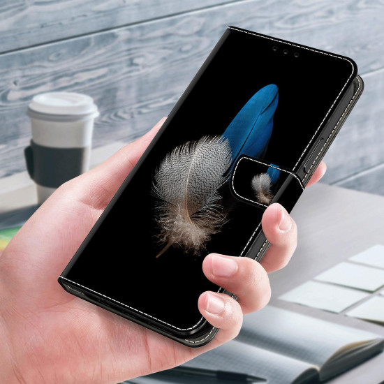 For Samsung Galaxy S24+ 5G Crystal-Like Painted Vegan Leather Phone Case(Two Feathers)