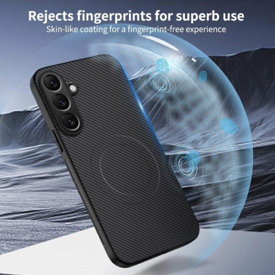 For Samsung Galaxy S24+ 5G WANLONFENG TQ Series Magnetic Carbon Fiber Texture PC Hybrid TPU Phone Case(Sapphire Blue)