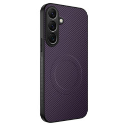 For Samsung Galaxy S24+ 5G WANLONFENG TQ Series Magnetic Carbon Fiber Texture PC Hybrid TPU Phone Case(Purple)