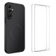 For Samsung Galaxy S24+ 5G WANLONFENG TQ1 Series Magnetic Carbon Fiber Texture Phone Case with 2pcs Screen Films(Black)