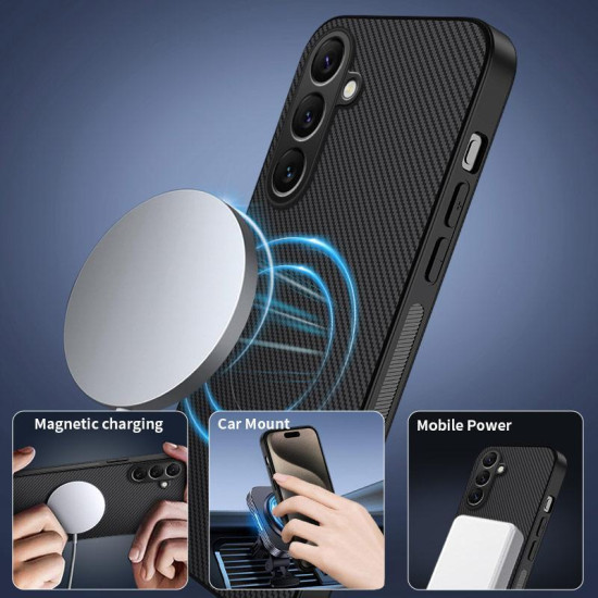 For Samsung Galaxy S24+ 5G WANLONFENG TQ1 Series Magnetic Carbon Fiber Texture Phone Case with 2pcs Screen Films(Sapphire Blue)