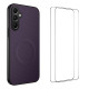 For Samsung Galaxy S24+ 5G WANLONFENG TQ1 Series Magnetic Carbon Fiber Texture Phone Case with 2pcs Screen Films(Purple)