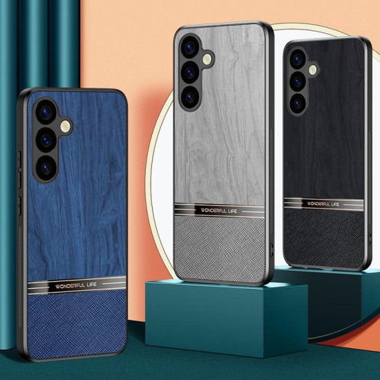 For Samsung Galaxy S24+ 5G Bionic Tree Texture Full Coverage Phone Case(Blue)