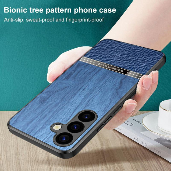 For Samsung Galaxy S24+ 5G Bionic Tree Texture Full Coverage Phone Case(Blue)